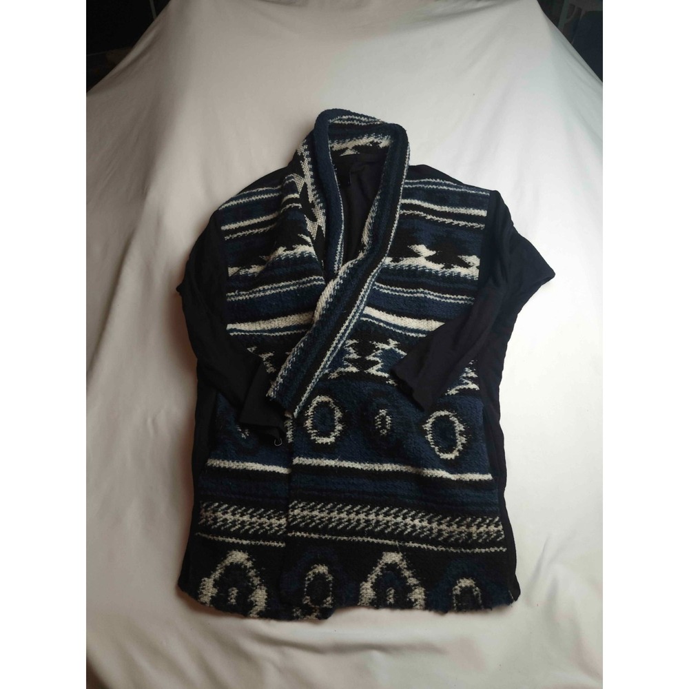 Dolan T Shirt Cardigan Sweater Womens Small Blue Black Knit Southwestern Aztec